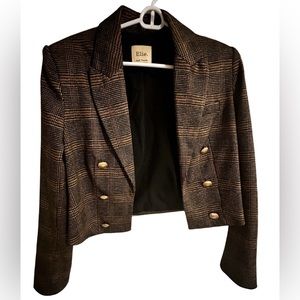 Elie Cropped Plaid Wool Blazer